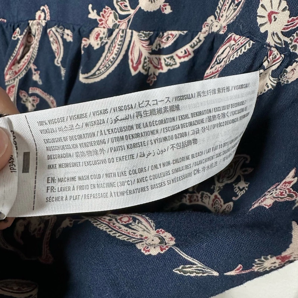 Abercrombie and Fitch Medium Navy Blue Paisley Long Sleeve Dress - Picture 4 of 4